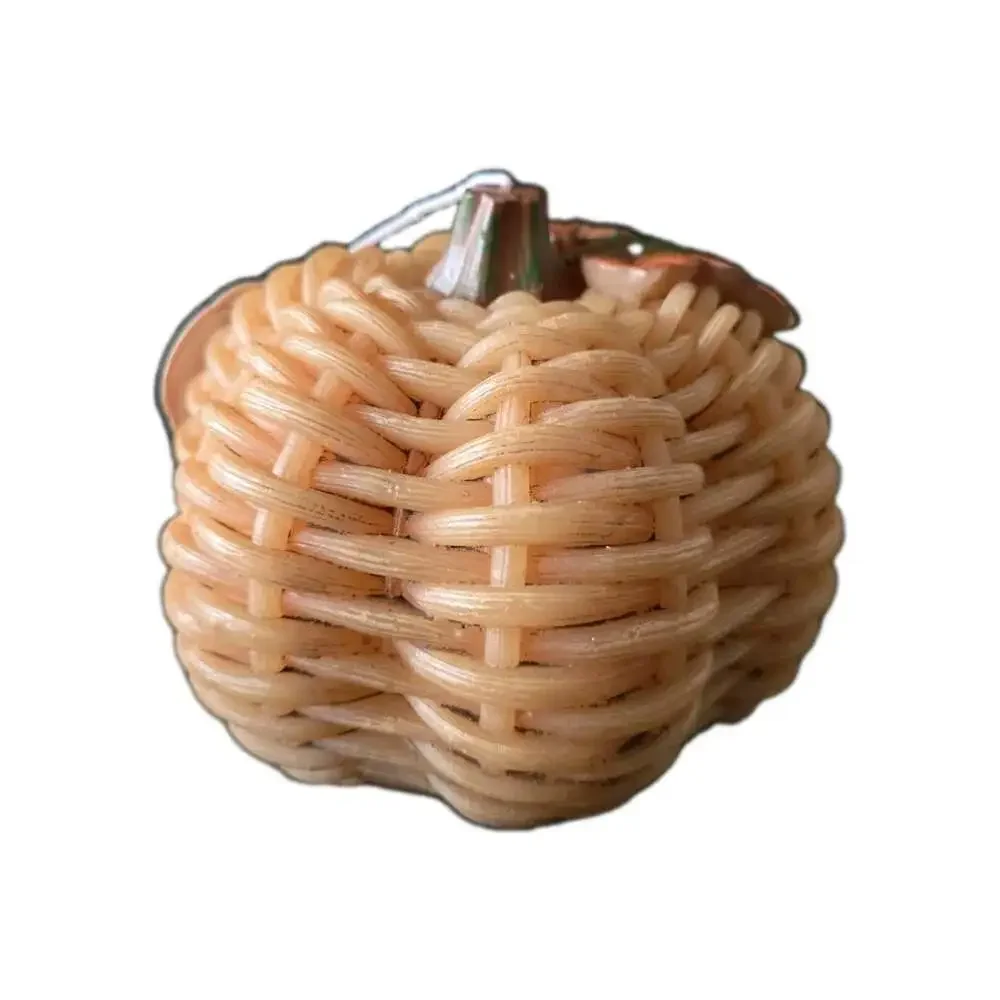 New Martha Stewart Brown Wicker Rattan Pumpkin Halloween Candle Decorations